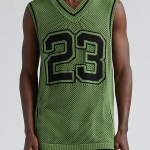 Off-White Green Mesh Jersey with Black Accents